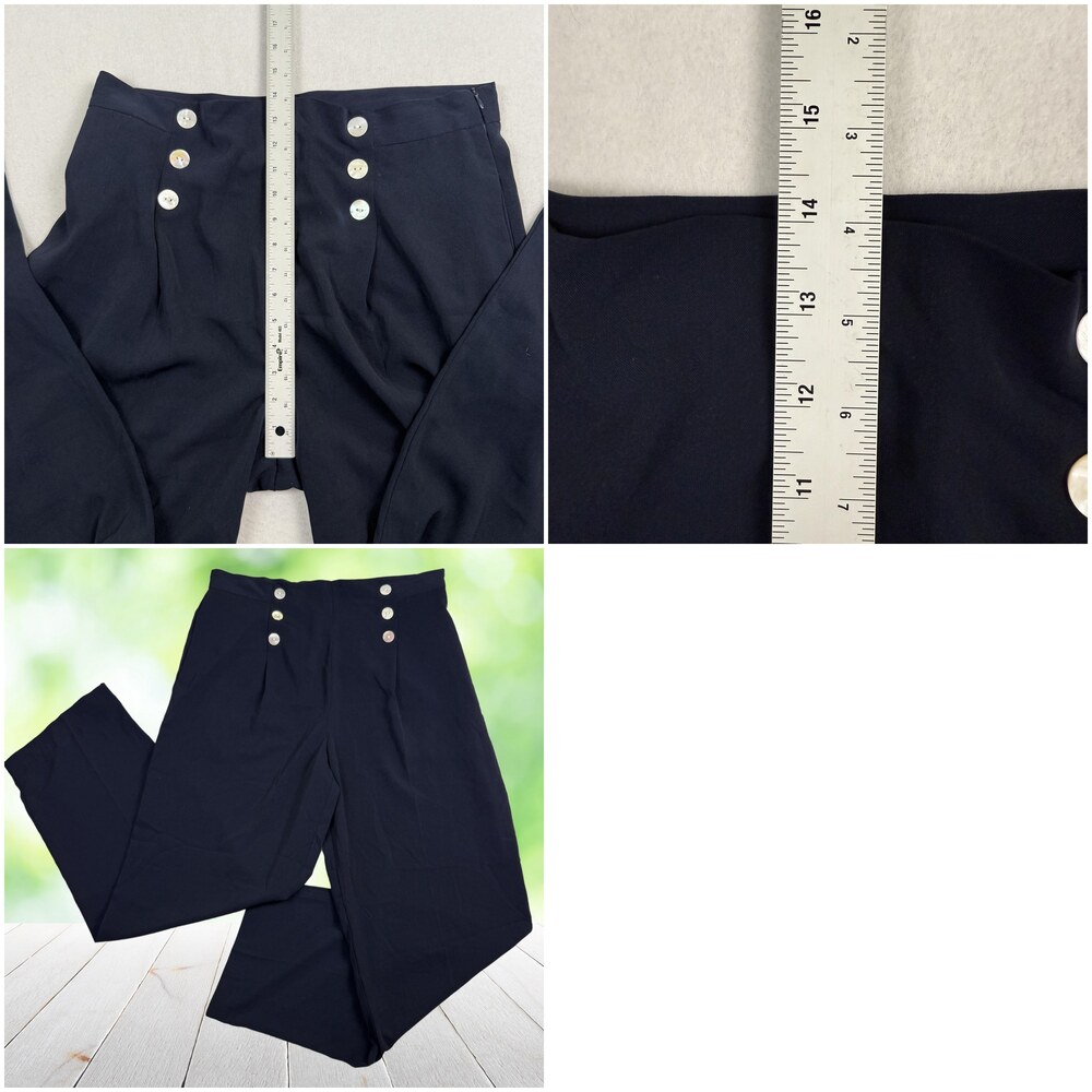 Vintage Y2K JG HOOK Sailor Pants High Rise Nautical Wide Leg Navy Womens 14 - Picture 16 of 16